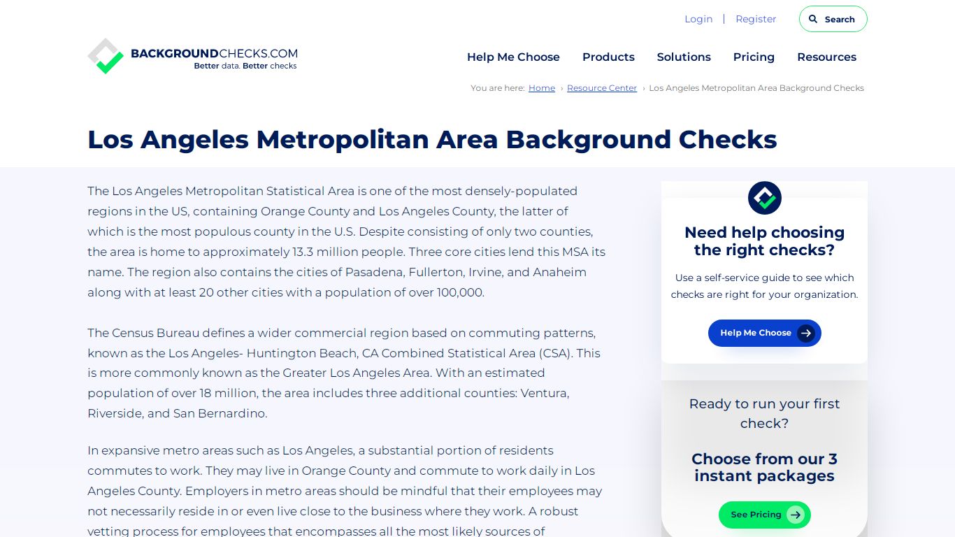 Los Angeles Metropolitan Area Background Checks